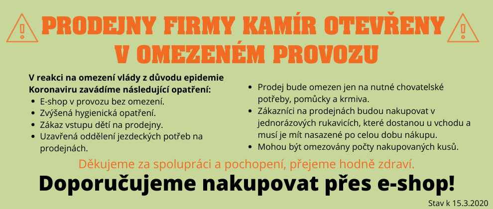 Omezení provozu prodejen Kamír v rámci mimořádných opatření proti šíření Koronaviru