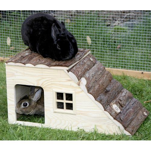 Domek pro hlodavce s rampou (pro králíčky, morčata, fretky, činčily)