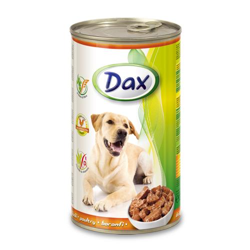 Konzerva pro psy DAX, kousky drůbež, 1240 g