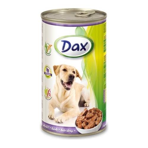 Konzerva pro psy DAX, kousky jehněčí, 1240 g