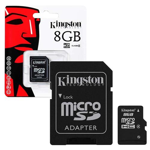 Paměťová karta Kingston MicroSDHC 8GB + SD adaptér Paměťová karta Kingston MicroSDHC 8GB Class 4 + SD adaptér