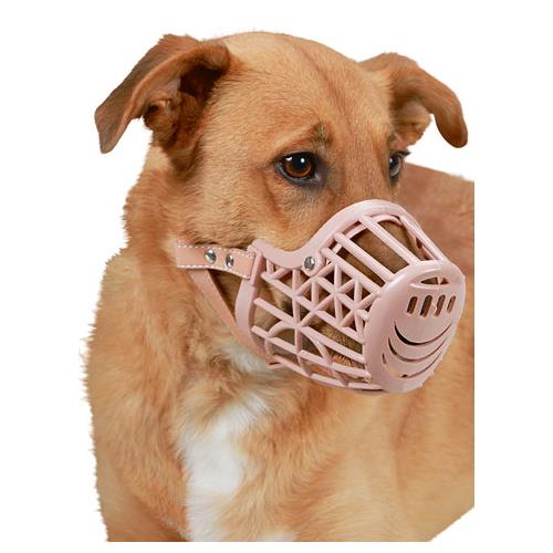 Plastový náhubek pro psy, béžový - obvod 21,5 cm Náhubek pro psy, plastový, obvod čenichu 21,5 cm