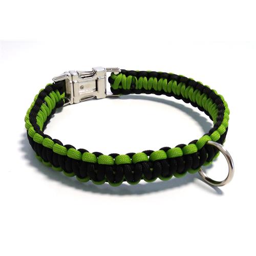 Paracord obojek pro psy, zelený - 40 cm Paracord barva zelený černý střed.