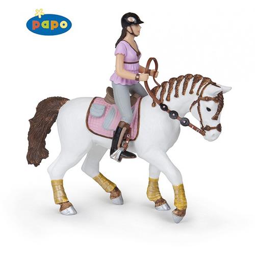 Plastový koník Papo - bílý s jezdkyní Koník Papo s jezdkyní, bílý