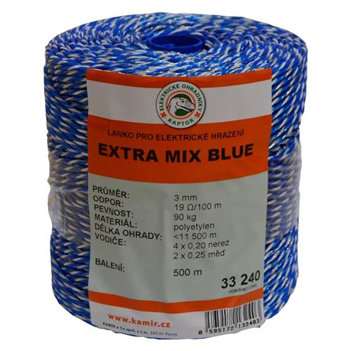 Polyetylenové lanko pro elektrické ohradníky EXTRA MIX BLUE 3 mm Polyetylenové lanko pro elektrické ohradníky EXTRA MIX BLUE 3 mm