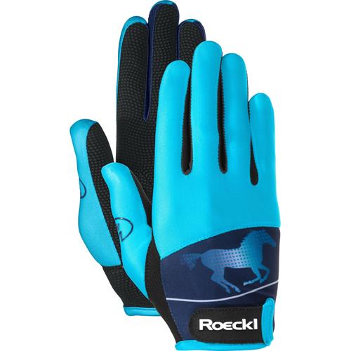 Dětské jezdecké rukavice Roeckl Kansas, tyrkysové - vel. 5 Rukavice dětské Roeckl Kansas, tyrkys, vel. 5