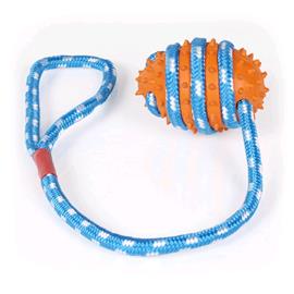 Hračka pro psy ježatý granát na laně, 47 cm