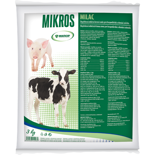 Mléčná náhražka pro zvířata, Mikrop MILAC, 3 kg Mléčná náhražka pro zvířata, Mikrop MILAC, 3 kg