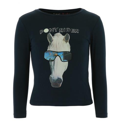 Dětské triko s dlouhým rukávem Equitheme, modré s hlavou koně - modré, 8 let Triko dětské EKKIA s hlavou koně, modrá, 8 let