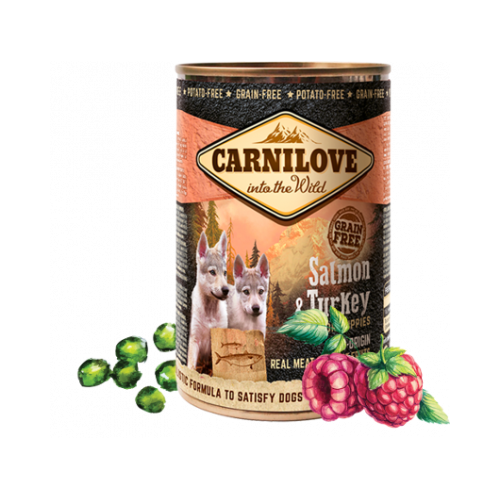 Carnilove Wilde konzerva pro štěňata Meat Salmon & Turkey Puppies, 400g Konzerva pro štěně Carnilove losos a krocan, 400 g