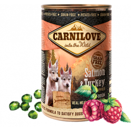 Carnilove Wild konzerva pro štěňata Meat Salmon & Turkey Puppies, 400g