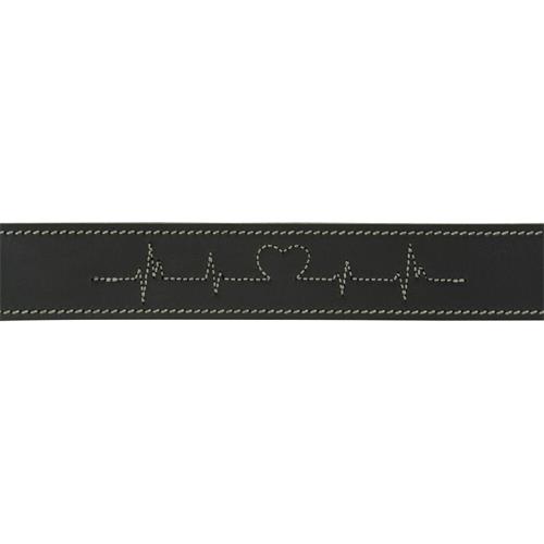Kožený nepodložený obojek Trixie Rustic Heartbeat, černý - 55-65 / 4 cm Obojek kožený nepodl. Heartbeat, černý - detail prošívání.