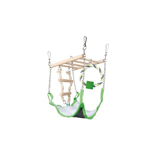 Závěsný žebřík s pelíškem a hracími prvky Trixie pro hlodavce 17×22×15cm Křeček závěsný žebřík s pelíškem Trixie 17×22×15 cm.