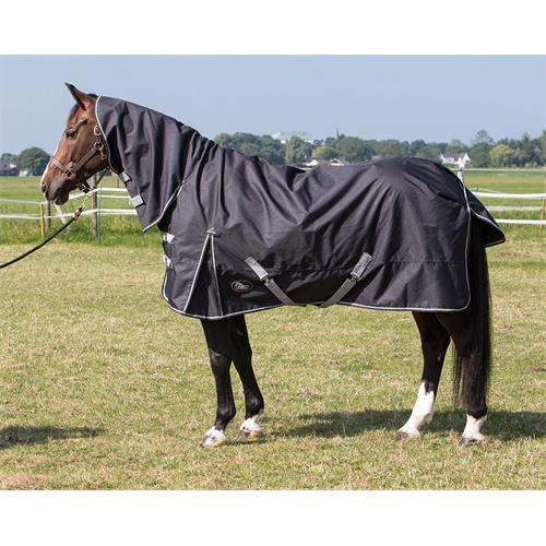 Nepromokavá deka s krkem Harrys Horse 0 gr, černá - vel. 155 cm Deka neprom. s krkem HH, černá