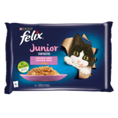 Felix Fantastic Junior losos a kuře v želé 4×85 g felix junior