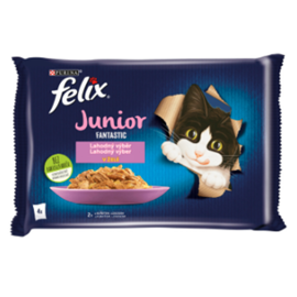 Felix Fantastic Junior losos a kuře v želé 4×85 g