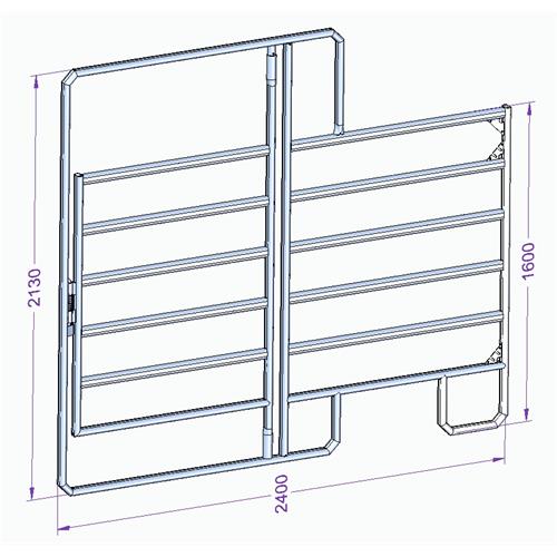 Panel ohradní TEXAS s dveřmi pozink, 6 příček, výška 1,6 m, 2 řetízky, délka 2,4 m Panel ohradní TEXAS s dveřmi pozink, 6 příček, výška 1,6 m, 2 řetízky, délka 2,4 m