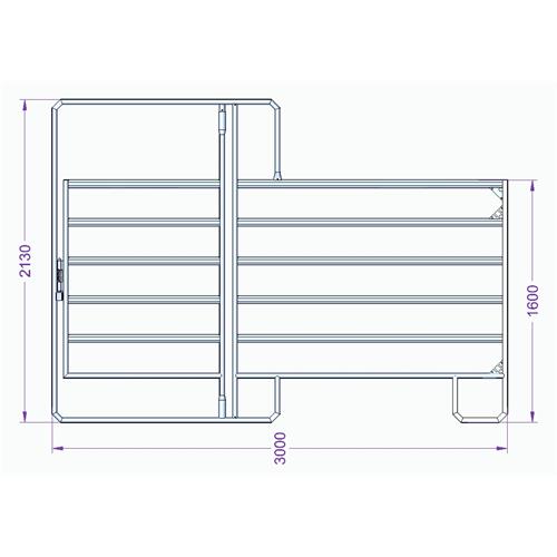 Panel ohradní TEXAS s dveřmi pozink, 6 příček, výška 1,6 m, 2 řetízky, délka 3 m Panel ohradní TEXAS s dveřmi pozink, 6 příček, výška 1,6 m, 2 řetízky, délka 3 m