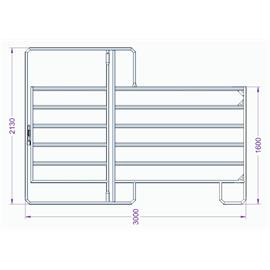 Panel ohradní TEXAS s dveřmi pozink, 6 příček, výška 1,6 m, 2 řetízky, délka 3 m
