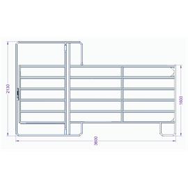 Panel ohradní TEXAS s dveřmi pozink, 6 příček, výška 1,6 m, 2 řetízky, délka 3,6 m