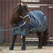Nepromokavá deka Harrys Horse Stout Pony, 200 g, modrá s podkovami - vel. 75 cm Deka neprom. HH Stout, pony, modrá s podk., 75cm