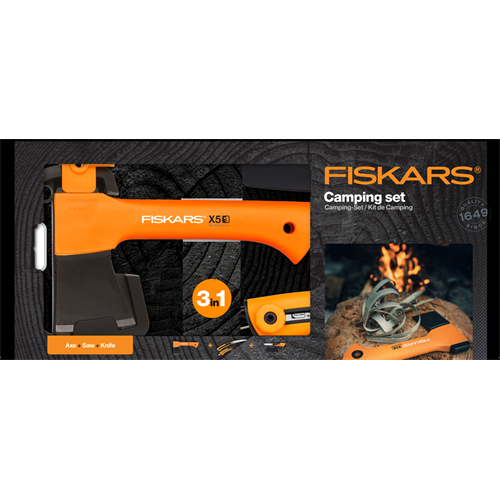 Kempingová sada Fiskars 1057912, sekera + nůž + pilka Kempingová sada Fiskars 1057912, sekera + nůž + pilka