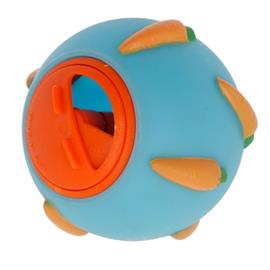 Plnící míček pro králíky, modrý s mrkví, 7 cm