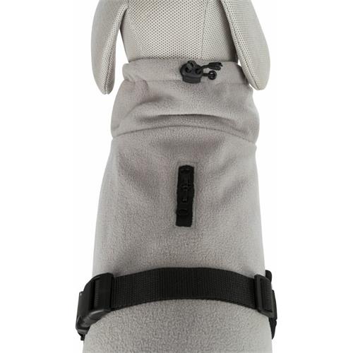 Fleece kabátek pro psy Grenoble, šedý - XXS - 30 cm Obleček pro psy kabátek Grenoble, šedý - pohled z vrchu.