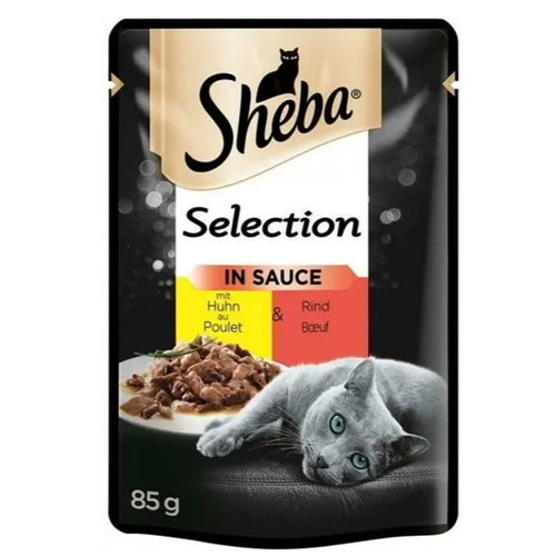 Sheba Selection in Sauce s kuřecím a hovězím masem, 85 g Sheba