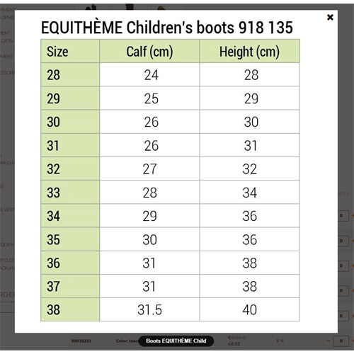 Dětské jezdecké kožené boty Equitheme, černé - dětské, vel. 35 Boty dětské kožené Equitheme, černé, vel. 35