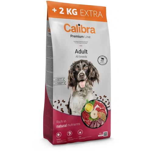 Calibra Dog Premium Line Adult Beef 12 kg + 2 kg Zdarma uvnitř Granule Calibra Premium Adult Beef 12 kg.