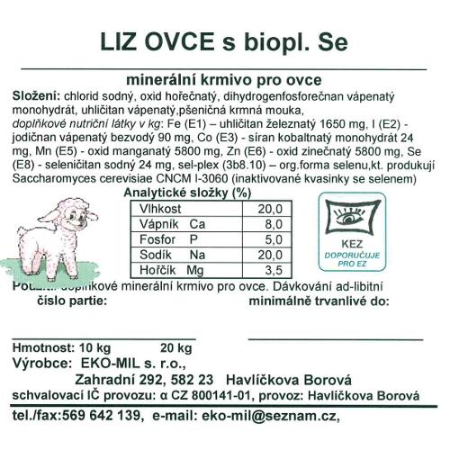 Minerální liz pro ovce, kozy O/K + SELPLEX 10 kg Minerální liz pro ovce, kozy O/K + SELPLEX 10 kg