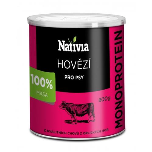 Nativia hovězí svalovina pro psy, 800 g Konzerva pro psy Nativia, hovězí svalovina 800g.