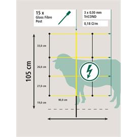 Síť pro elektrické ohradníky na ovce EasyNet v. 105 cm, d. 50 m, jednoduchá špička Síť pro elektrické ohradníky na ovce EasyNet v. 105 cm, d. 50 m, jednoduchá špička