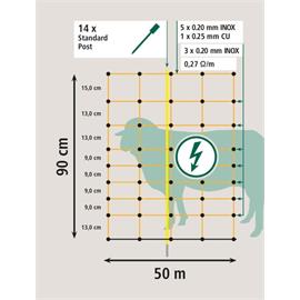 Síť pro elektrické ohradníky na ovce OVINET v. 90 cm, d. 50 m, jednoduchá špička, oranžová Síť pro elektrické ohradníky na ovce OVINET v. 90 cm, d. 50 m, jednoduchá špička, oranžová