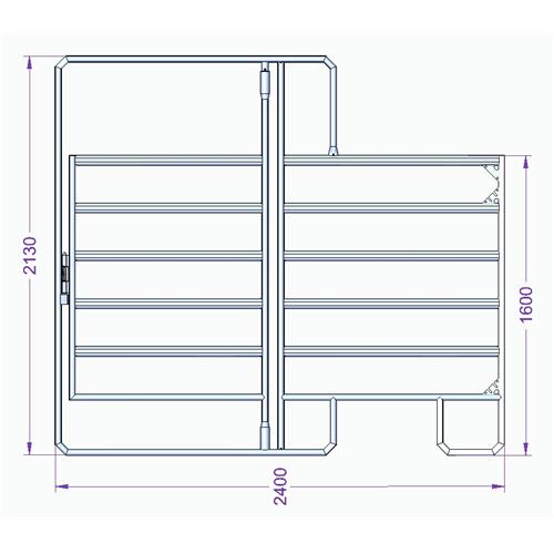 Panel ohradní TEXAS s dveřmi pozink, 6 příček, výška 1,6 m, 2 řetízky, délka 2,4 m Panel ohradní TEXAS s dveřmi pozink, 6 příček, výška 1,6 m, 2 řetízky, délka 2,4 m
