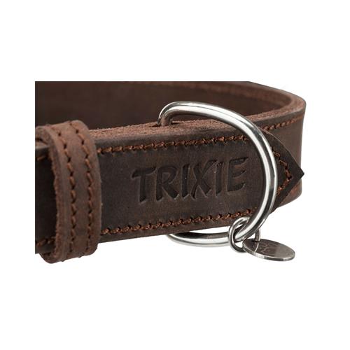 Kožený nepodložený obojek Trixie Rustic, tmavě hnědý - 34-40 cm / 2,5 cm Obojek kožený nepodložený Rustic - detail.