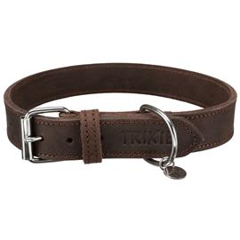 Kožený nepodložený obojek Trixie Rustic, tmavě hnědý