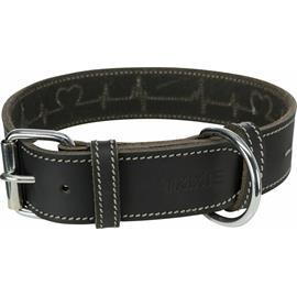Kožený nepodložený obojek Trixie Rustic Heartbeat, černý