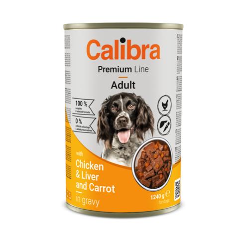 Calibra Premium konzerva pro psy 1240 g - játra a kuře v omáčce Konzerva Calibra Premium pes, játra a kuře 1240 g