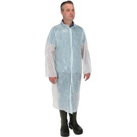 Jednorázový plášť z polyethylenu, bílý,  délka 120 cm Jednorázový plášť z polyethylenu, bílý,  délka 120 cm