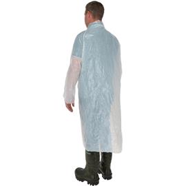 Jednorázový plášť z polyethylenu, bílý,  délka 120 cm Jednorázový plášť z polyethylenu, bílý,  délka 120 cm
