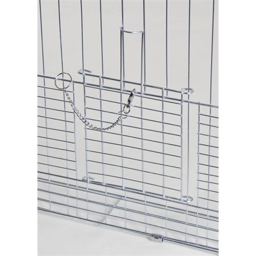 Výběh pro králíky, hlodavce a drůbež 144×112×60 cm s protipodhrabávacími destičkami, hustým pletením, rovná střecha, 3 dveře Malá dvířka z boku klece.