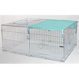 Výběh pro králíky, hlodavce a drůbež 144×112×60 cm s protipodhrabávacími destičkami, hustým pletením, rovná střecha, 3 dveře Klec venkovní, 3 dveře, pozinkovaná 144x112x60 cm