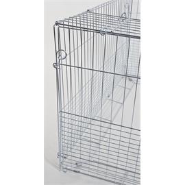 Výběh pro králíky, hlodavce a drůbež 144×112×60 cm s protipodhrabávacími destičkami, hustým pletením, rovná střecha, 3 dveře Detail sestavení klece.