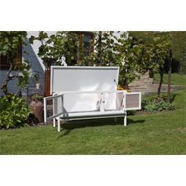 Dřevěná králíkárna bílá Freddy 116×45×62 cm Kotec pro králíky dřevo Freddy, bílý 116×45×62 cm.