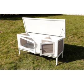 Dřevěná králíkárna bílá Freddy 116×45×62 cm Kotec pro králíky dřevo Freddy, bílý 116×45×62 cm.