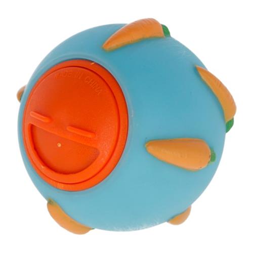 Plnící míček pro králíky, modrý s mrkví, 7 cm Hračka pro králíky plnící míček, 7 cm.