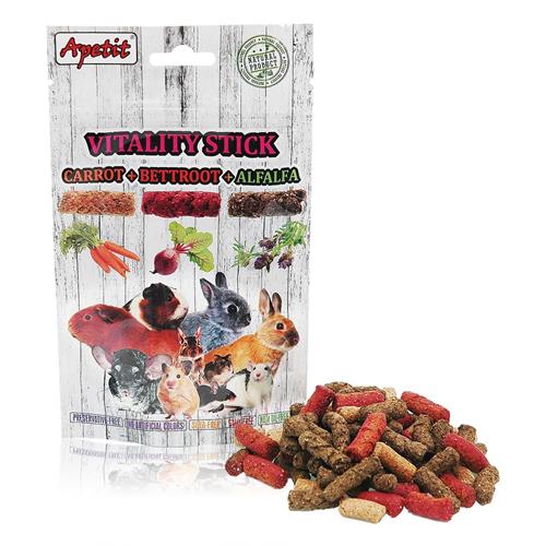 Pamlsek pro hlodavce Apetit mrkev, řepa a vojtěška 120 g Pamlsek hlod. Apetit mrkev, řepa a vojtěška 120 g.