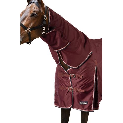 Nepromokavá deka s krkem Horze Glasgow, vínová - vel. 145/195 cm Deka Horze Glasgow s krkem, vínová, 145 cm